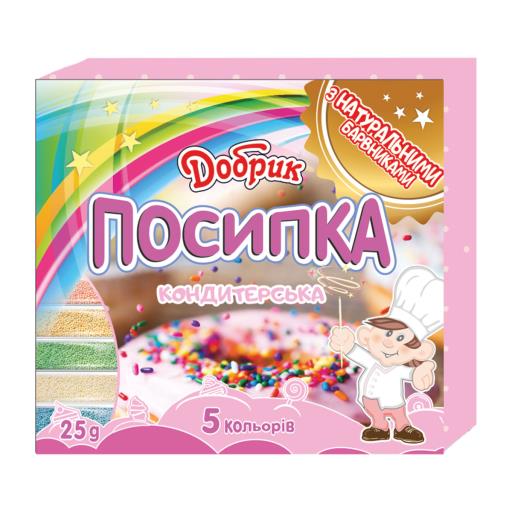Посыпка кондитерская с натуральными красителями "5 цветов (круглая) Добрик 25г